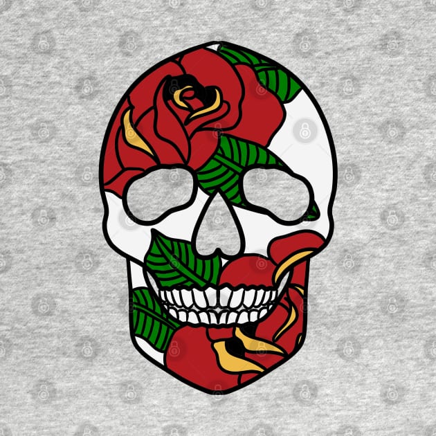 Roses Skull by GreenBeetleWorks